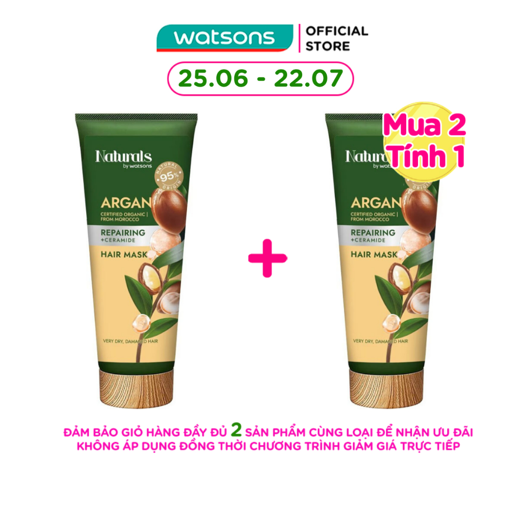 Kem Ủ Tóc Naturals By Watsons Repairing Phục Hồi Tóc Hư Tổn Chiết Xuất Dầu Argan 200ml