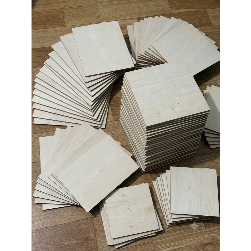 Gỗ Basswood 3mm, 20x20cm Cắt Theo Yêu Cầu - Phôi Gỗ DIY, Khắc Laser, CNC, In UV, Gỗ Mịn Làm Handmade