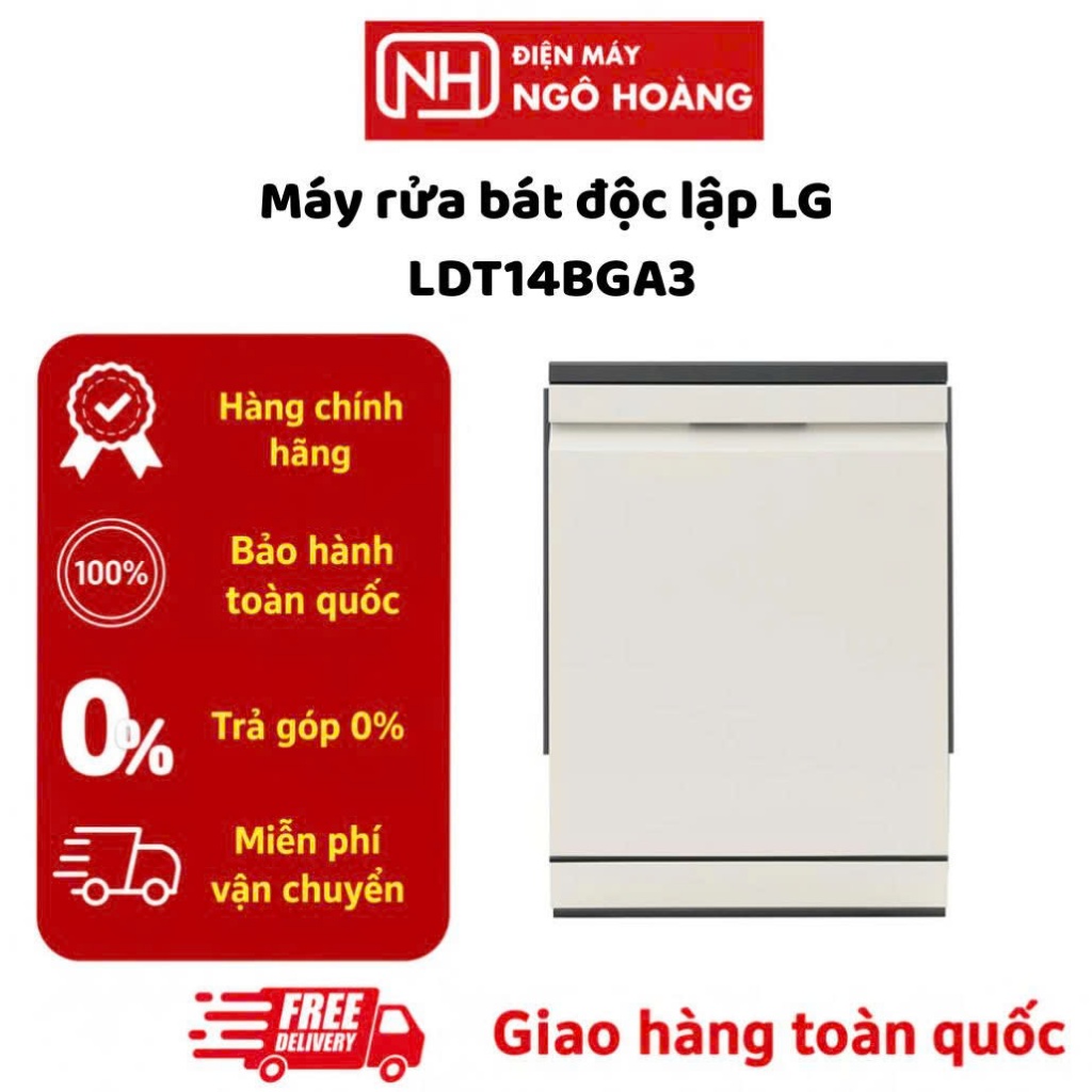 LDT14BGA3 - Máy Rửa Bát Độc Lập LG QuadWash TrueSteam™ LDT14BGA3 – 14 Bộ Chén Đĩa, WiFi ThinQ, Inver