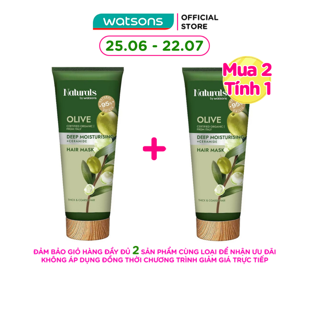 Kem Ủ Tóc Naturals By Watsons Deep Moisturishing Dưỡng Ẩm Sâu Chiết Xuất Olive 200ml
