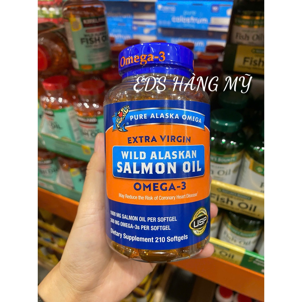 Viên uống dầu cá hồi date 2027 Pure Alaska Omega-3 Wild Salmon Oil 1000mg - EDS Hàng Mỹ