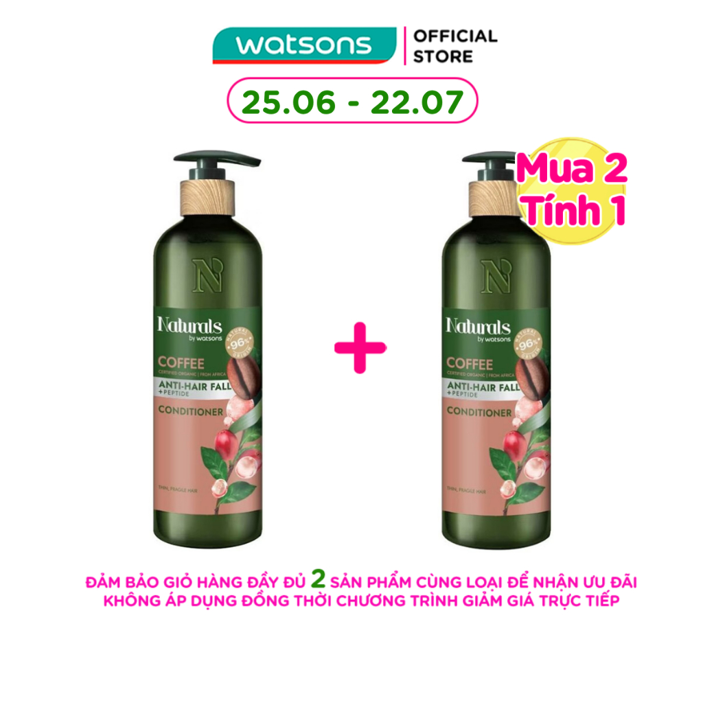 Dầu Xả Naturals By Watsons Anti Hair-fall Chống Gãy Rụng Chiết Xuất Coffee 490ml