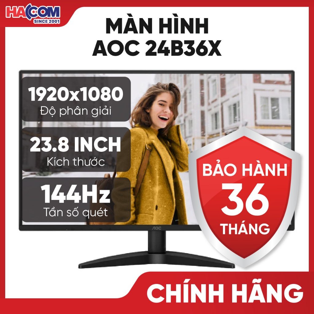 Màn Hình AOC 24B36X (23.8 inch/FHD/IPS/144Hz/0.5ms) - BH 36 Tháng HACOM PC