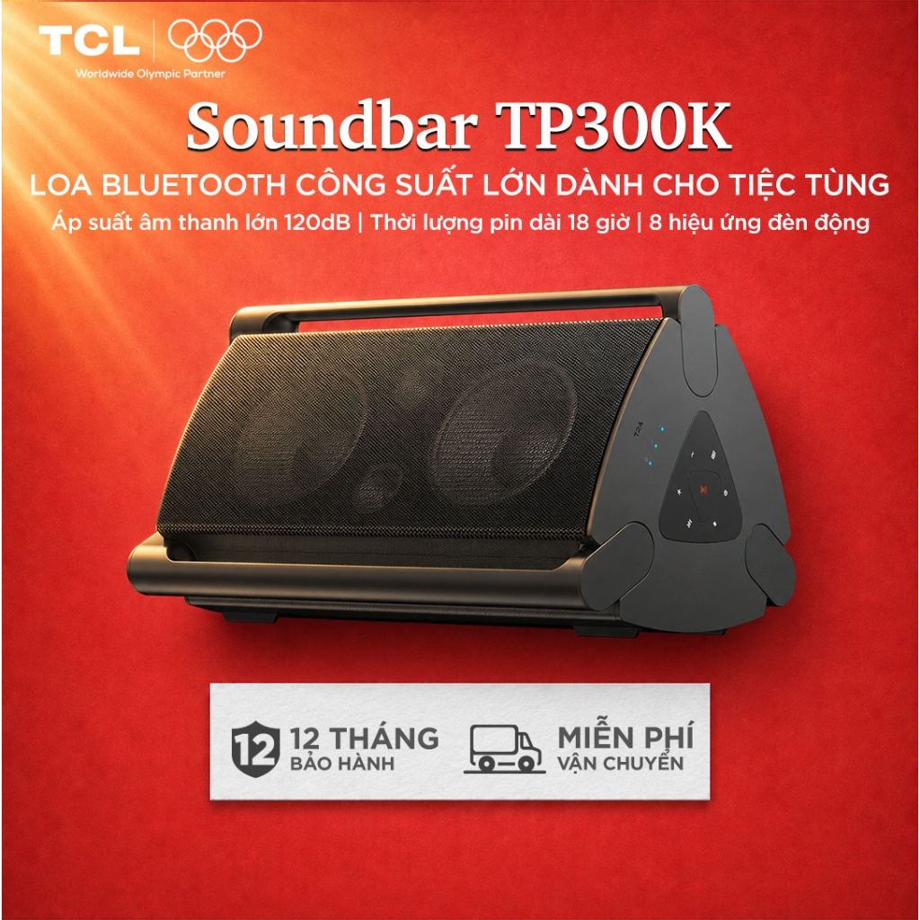 【Loa tiệc tùng】TCL TP300K, Loa Bluetooth công suất lớn dành cho tiệc tùng, Áp suất âm thanh lớn 120d