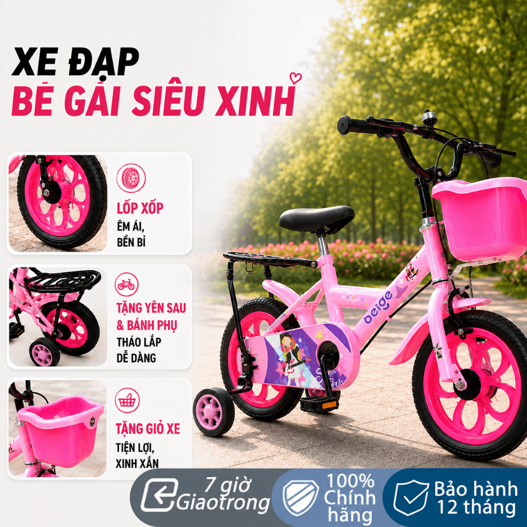 Xe đạp trẻ em  xe đạp cho bé 2 tuổi thơ giữ dội xe đạp trẻ em 12 inch màu hồng xe đạp bé gái