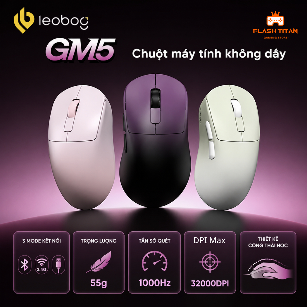 Chuột không dây Leobog GM5 - GM5 SE - GM5 PRO - Chuột gaming giá rẻ dùng cho PC, laptop