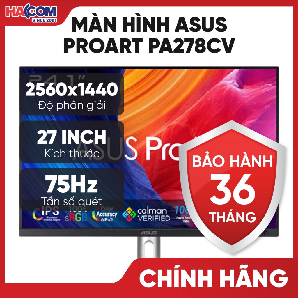 Màn Hình Asus ProArt PA278QGV (27inch/QHD/IPS/120Hz/5ms/Loa) - BH 36 Tháng HACOM PC