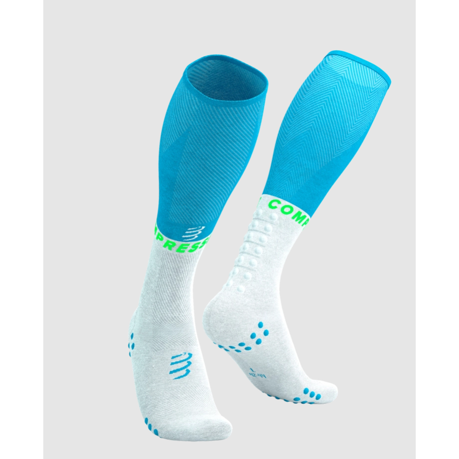 Tất Chạy Bộ Compressport Full Socks Oxygen - NORSE BLUE/NEON GREEN