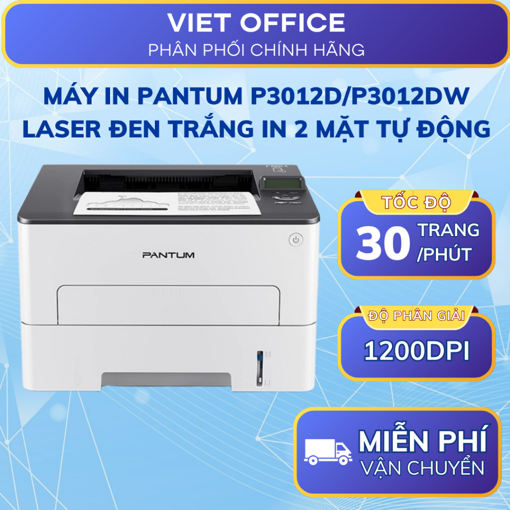 Máy In Pantum P3012D/P3012DW Laser Đen Trắng In 2 Mặt Tự Động WiFi Chính Hãng