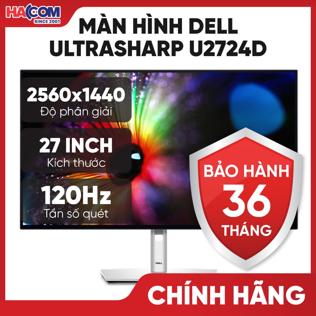 Màn Hình Dell Ultrasharp U2724D/U2724DE (27 inch/QHD/IPS/120Hz/5ms/USB-C) - BH 36 Tháng HACOM PC