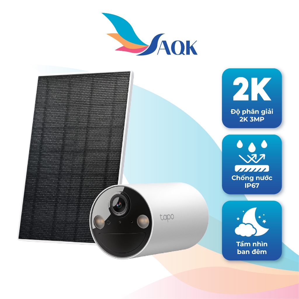 Camera an ninh năng lượng mặt trời TP-Link Tapo AI Kit Solar-Powered Security 2K Tapo C410 KIT - Hàn