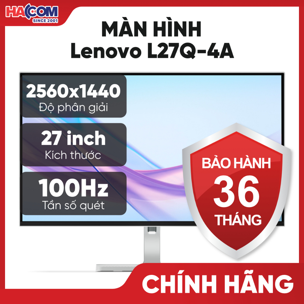 Màn Hình Lenovo L27Q-4A (27 inch/QHD/IPS/100Hz/4ms/Loa) Chính Hãng - BH 36 Tháng HACOM PC
