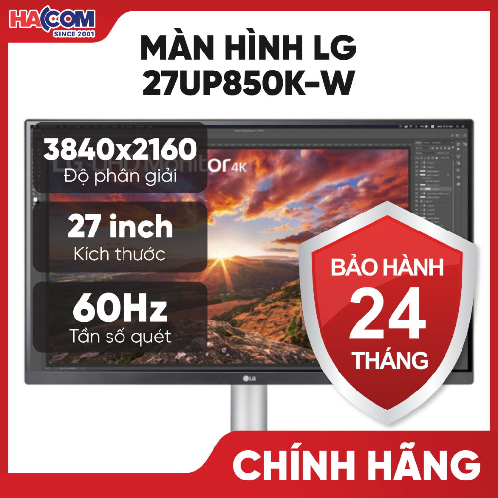 Màn Hình LG 27UP850K-W (27 inch/UHD/Nano IPS/60Hz/5ms/Loa) Chính Hãng - BH 24 Tháng HACOM PC