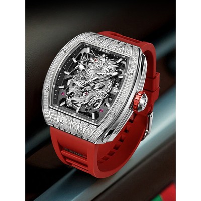 Đồng hồ nam chính hãng I&W Carnival Rồng 787G2-S2 kính chống xước, chống nước 50m, máy cơ (automatic), dây cao su đỏ