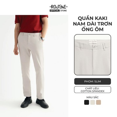 Quần Kaki Dài Nam Cotton Trơn Form Slim - Routine 10S25PCA016