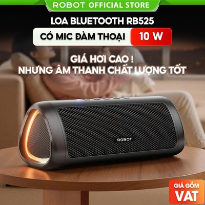 Loa Bluetooth 5.3 Robot RB525 Bass Mạnh 10W Đèn Led RGB, Kháng Nước, Pin Trâu - Hỗ Trợ Kết Nối Thẻ Nhớ, AUX