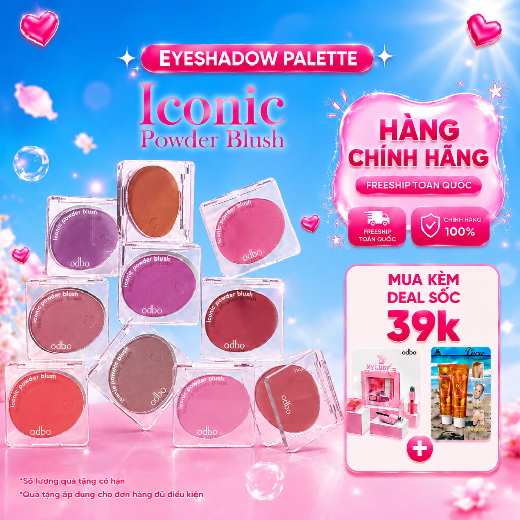 [DEAL SỐC] Phấn Má Hồng Odbo Iconic Dạng Bột Mịn Lên Màu Chuẩn Tự Nhiên Lâu Trôi Mịn Da OD1325