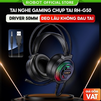 Tai Nghe Chụp Tai Gaming ROBOT RH-G50 Hiệu ứng LED Kiểu Dáng Thể Thao Âm Thanh Rõ Nét