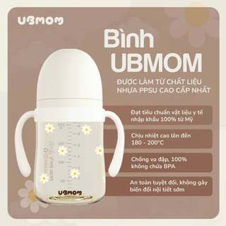Bình Tập Uống Có Ống Hút UBMOM PPSU 200ml / 280ml – An Toàn, Chống Tràn, Dễ Tập Uống