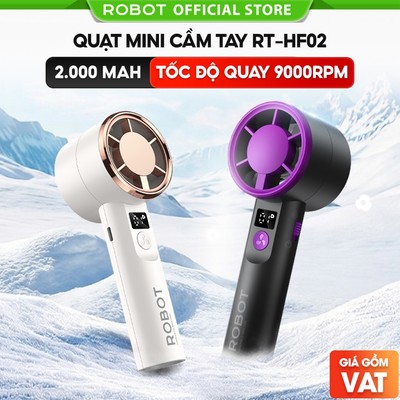 Robot Quạt Mini Cầm Tay HF02 Pin 2000mAh, 3 Tốc Độ Gió, Kích Thước Nhỏ Gọn