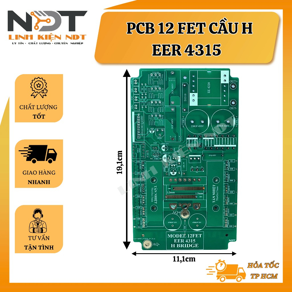 MẠCH PCB 12 FET Băm Cầu H - Linh Kiện NDT