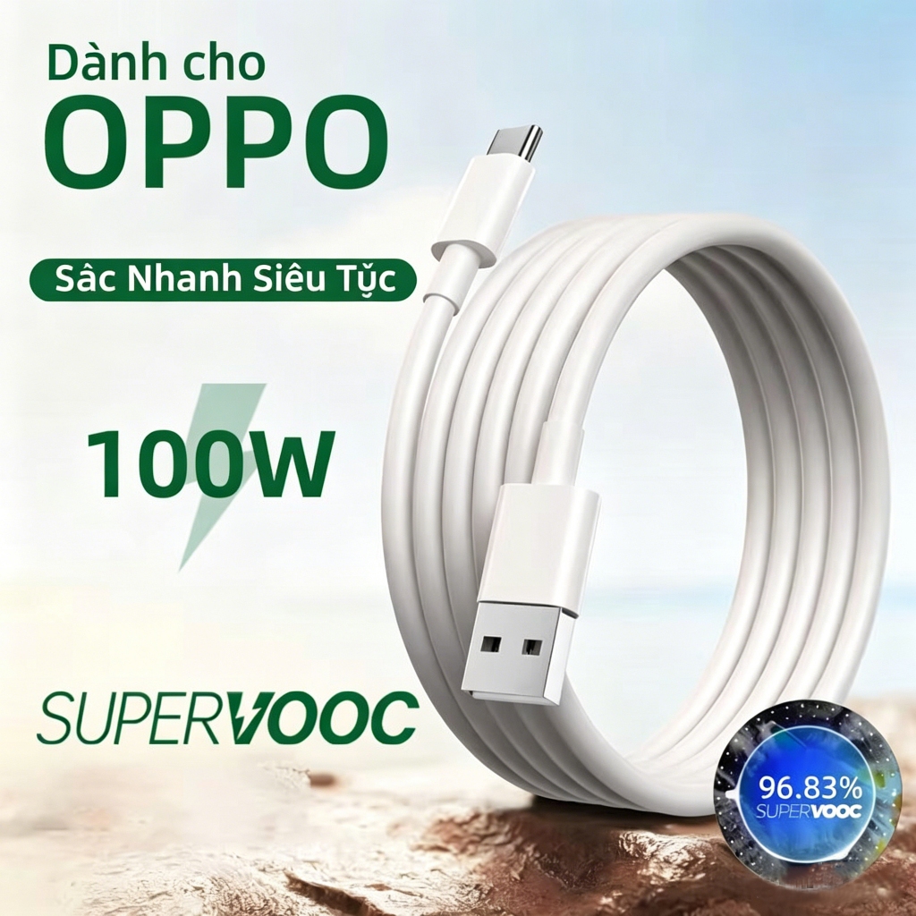 Cáp sạc VOOC siêu nhanh 80W 100W Type-C dành cho OPPO Find X8 X8 Pro X7 Ultra X6 Pro Reno13 12 11 10