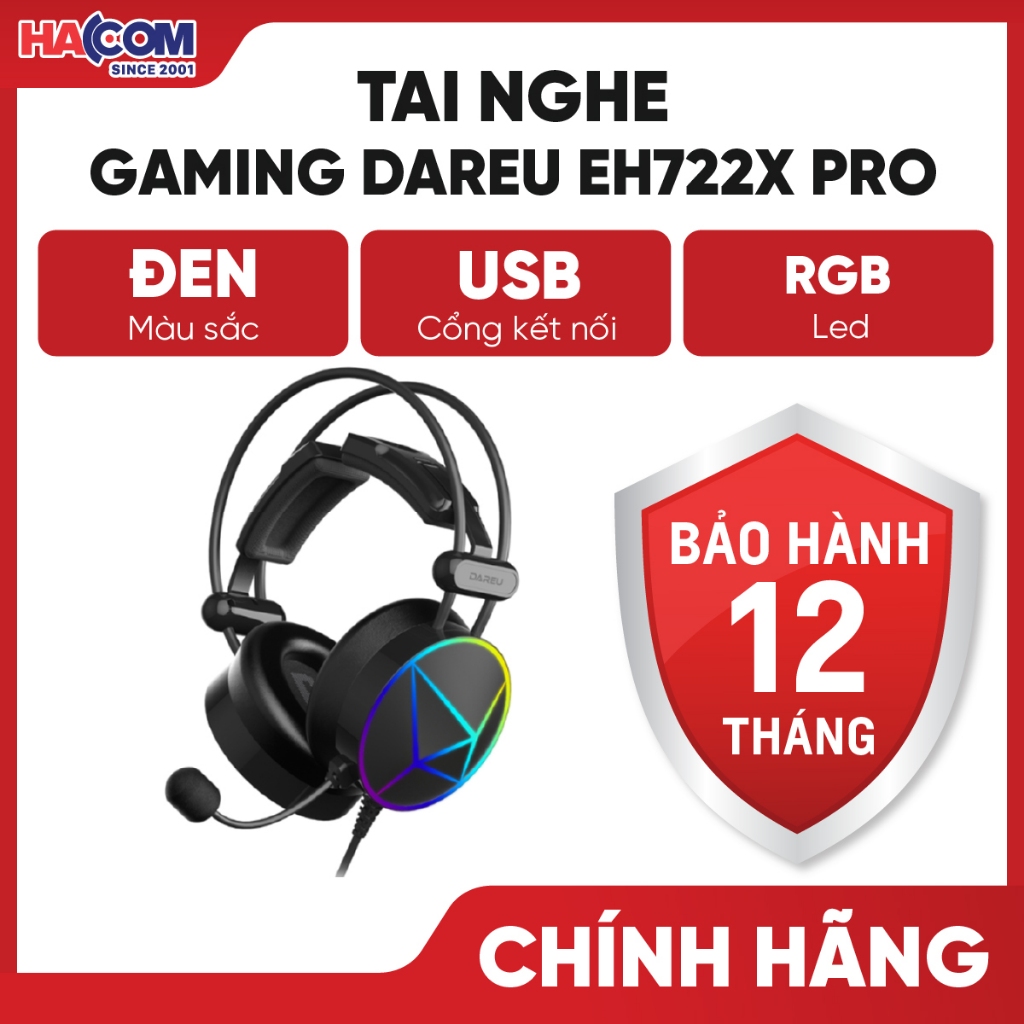 Tai Nghe gaming Dareu EH722X Pro (Màu Đen) - Bảo Hành 12 Tháng HACOM PC