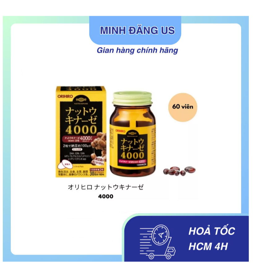 Viên uống  Nattokinase 4000fu Nhật Bản 60 viên