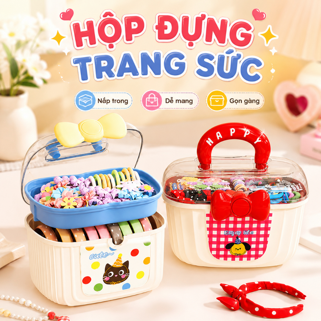 Hộp Đựng Thuốc Y Tế Gia Đình, Đựng Trang Sức, Phụ Kiện 2 Tầng Nắp Trong Suốt Có Quai Cầm, Hộp Nhựa 2 Lớp Đựng Đồ Đa Năng