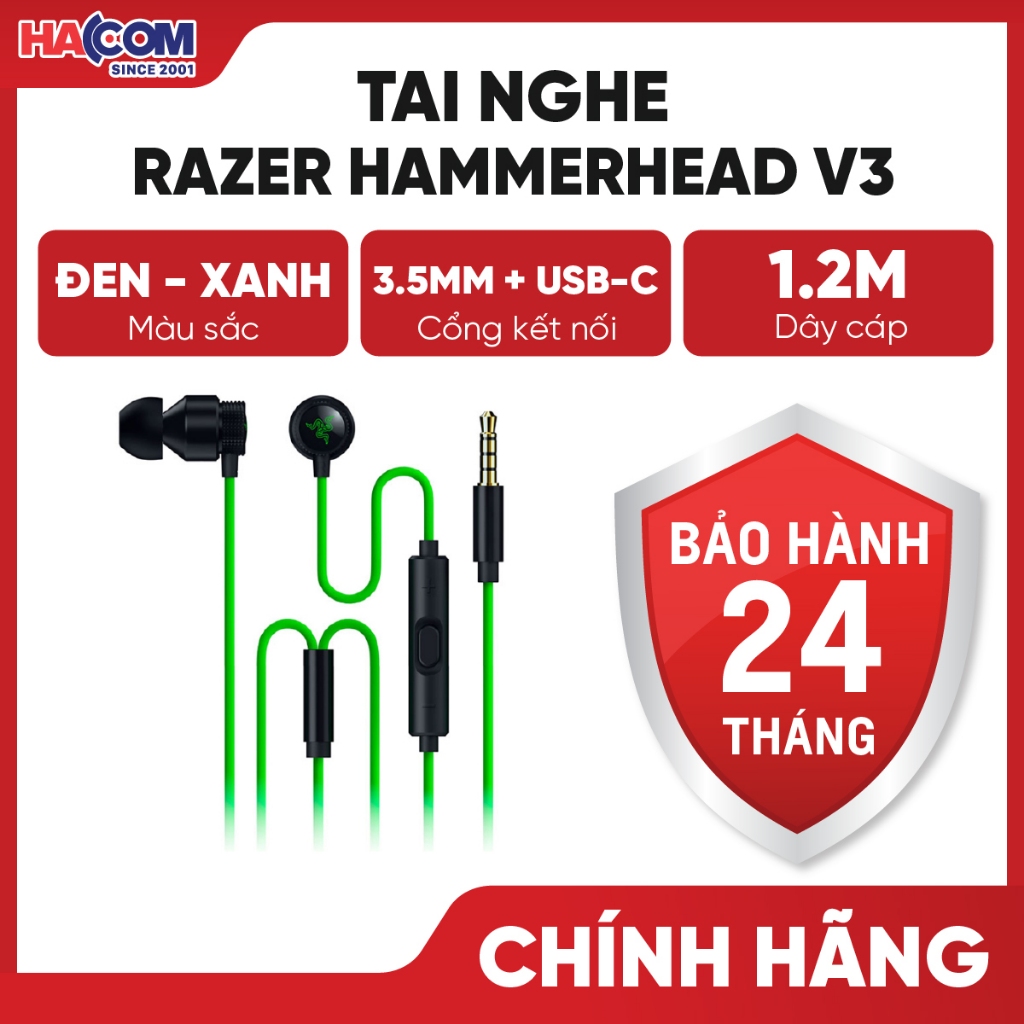 Tai nghe Razer Hammerhead V3 - Bảo Hành 24 Tháng HACOM PC