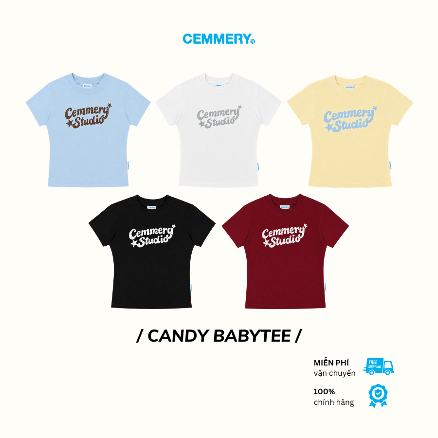 Áo Baby Tee CEMMERY Local Brand Chính Hãng Candy Baby Tee Cotton 2 Chiều Logo In Lụa Chấm Bi 5 Màu | BigBuy360 - bigbuy360.vn