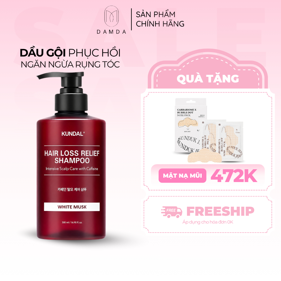 Dầu gội ngăn ngừa rụng tóc KUNDAL HAIR LOSS RELIEF SHAMPOO WHITE MUSK 500ml | DAMDAVN