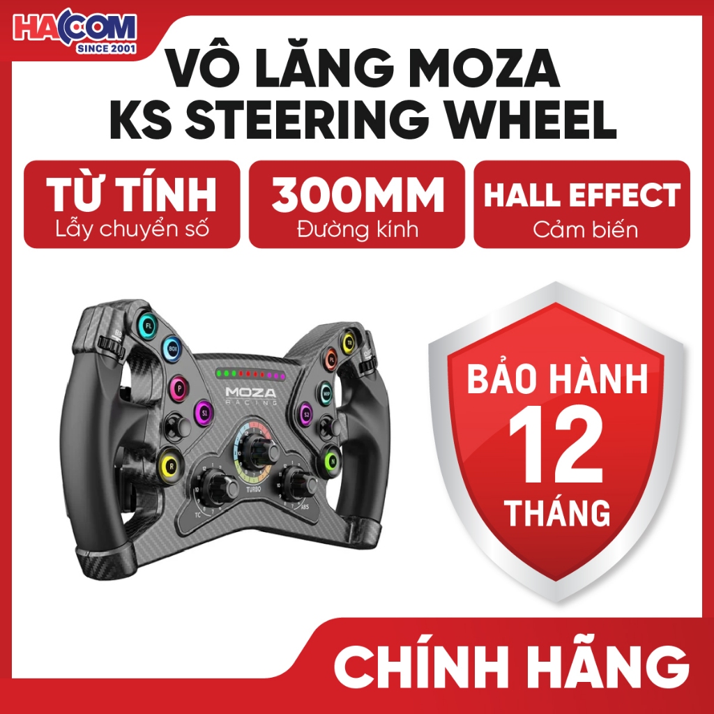 Vô Lăng Chơi Game Đua Xe MOZA KS/KS Pro Steering Wheel Carbon/LED RPM/Compatible PC Sim Racing