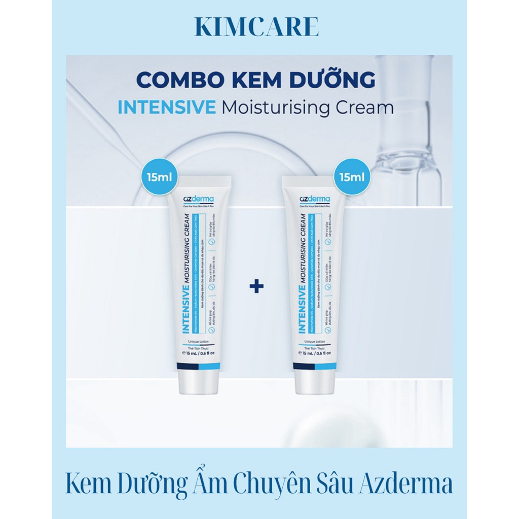 Azderma Intensive Moisturising Cream 15ml - Kem Dưỡng Ẩm Phục Hồi Da Dầu Mụn, Da Nhạy Cảm