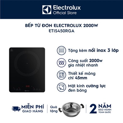 [Mới] Tặng nồi - Bếp từ đơn Electrolux để bàn 2000W Series 300 ETIS450RGA