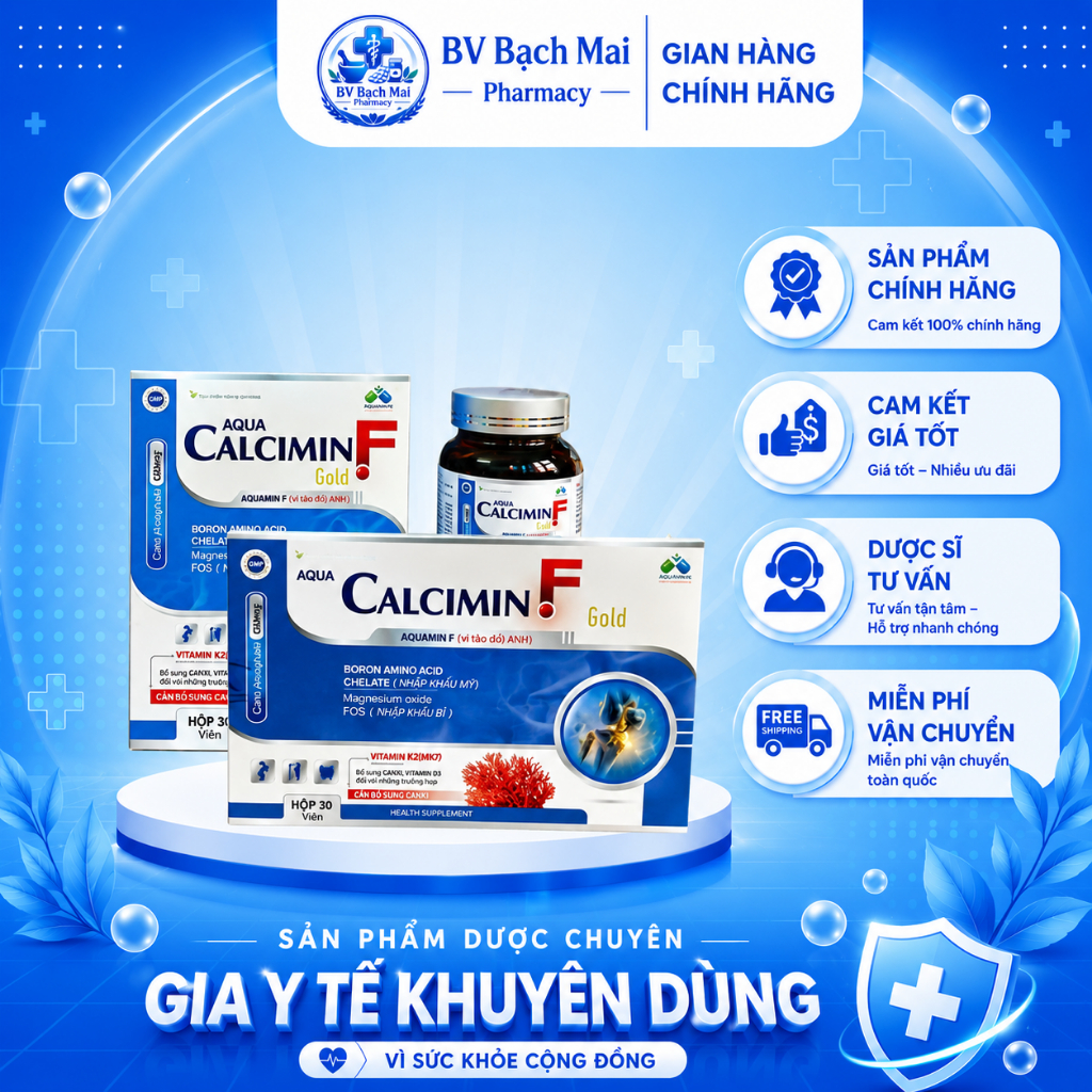 [HÀNG CHUẨN] AQUA CALCIMIN F GOLD - Viên uống bổ sung Calci Tảo biển đỏ Bổ sung Canxi và D3, dùng đư