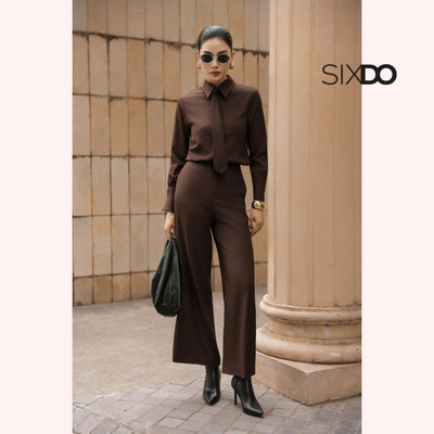 Quần nữ suông nâu chocolate SIXDO (Chocolate-brown Woven Loose Pants)