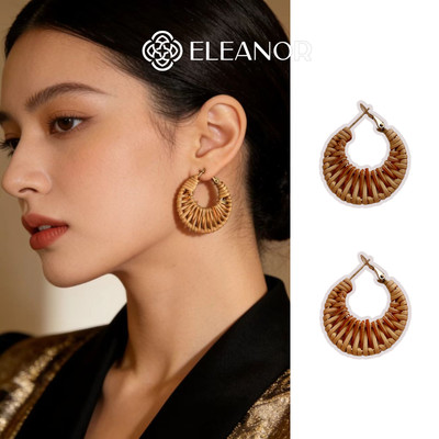 Bông tai nữ chuôi bạc 925 Eleanor Accessories đan mây phụ kiện trang sức khuyên tai vintage 11985