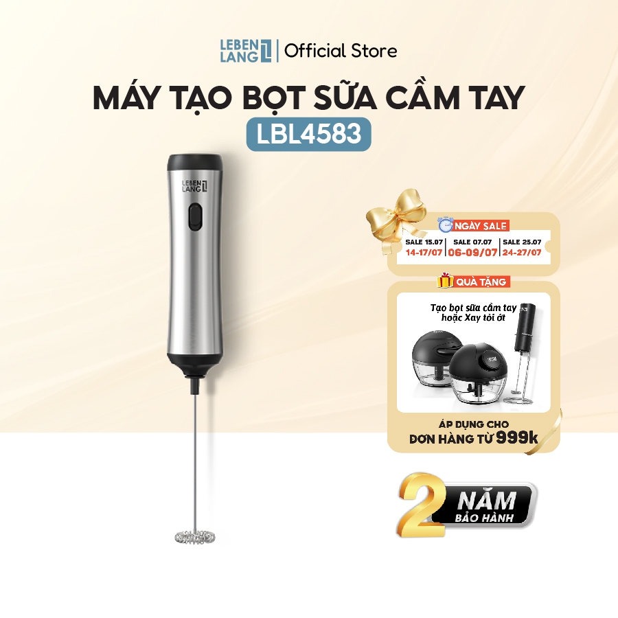 [Best Seller] Máy đánh bọt cafe cầm tay Lebenlang LBL4583, có giá treo, sạc điện tiện lợi, 10W