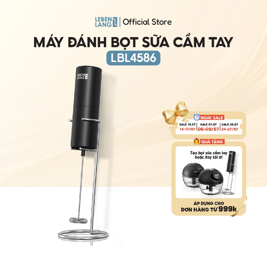 Máy đánh bọt cầm tay Lebenlang LBL4586, chạy bằng PIN 2A tiện lợi, công suất 10W – hàng chính hãng
