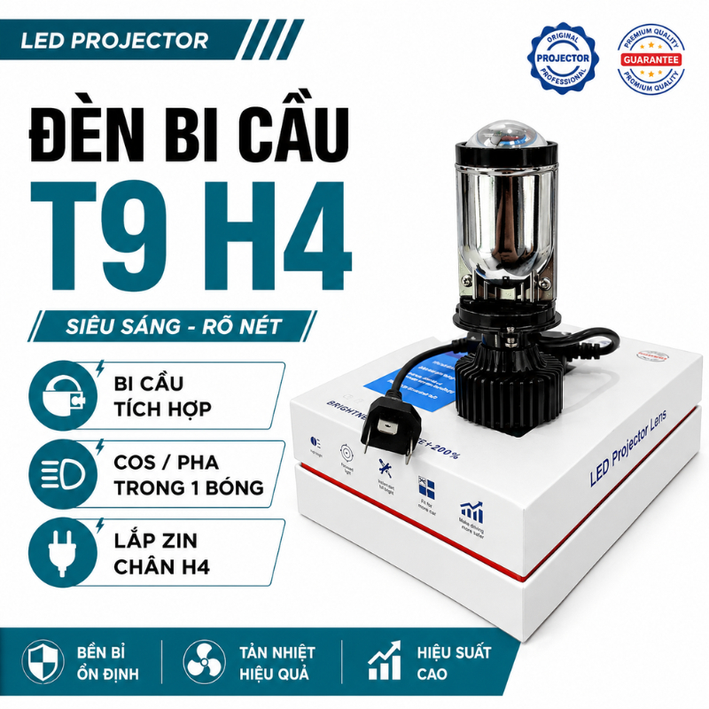 Đèn led bi cầu mini T9 2026 Đèn Pha Led Bi Cầu T9 Pro LED H4 Bản Cho Xe Máy Bóng đèn led ô tô