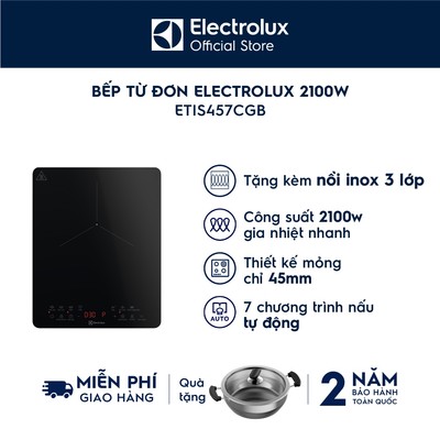 [Mới] Tặng nồi - Bếp từ đơn Electrolux để bàn 2100W Series 500 - 7 chương trình nấu ETIS457CGB