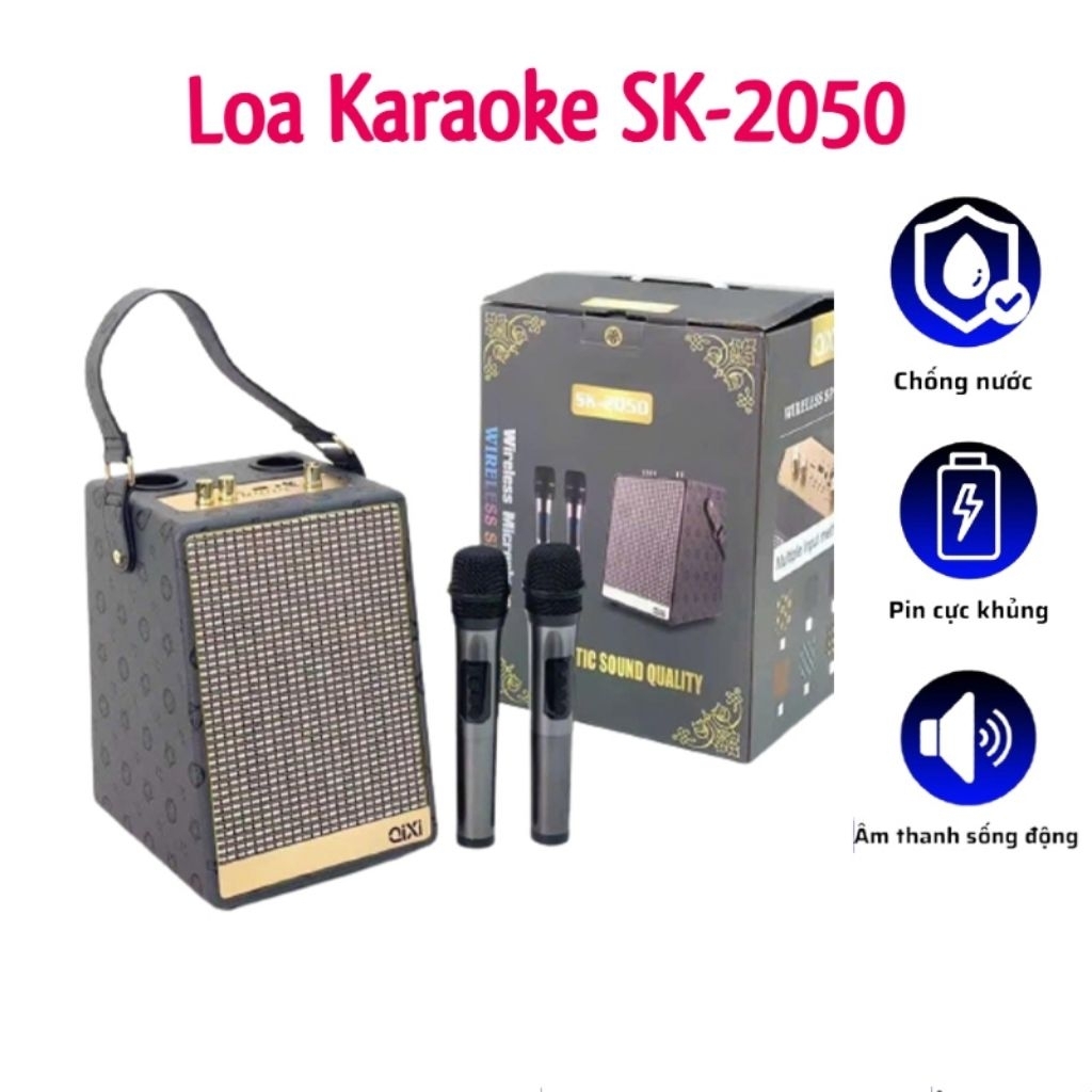 Loa Karaoke Bluetooth Qixi 2050. 2 Mic. (G.itx2)