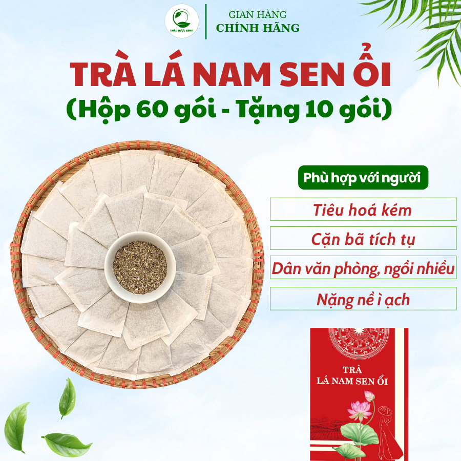 [Hoàn Tiền Nếu Không Chất Lượng] Trà Lá Nam Sen ỔI Thảo Dược Zone - Hộp 60 Gói Tặng 10 gói - 1 Gói P