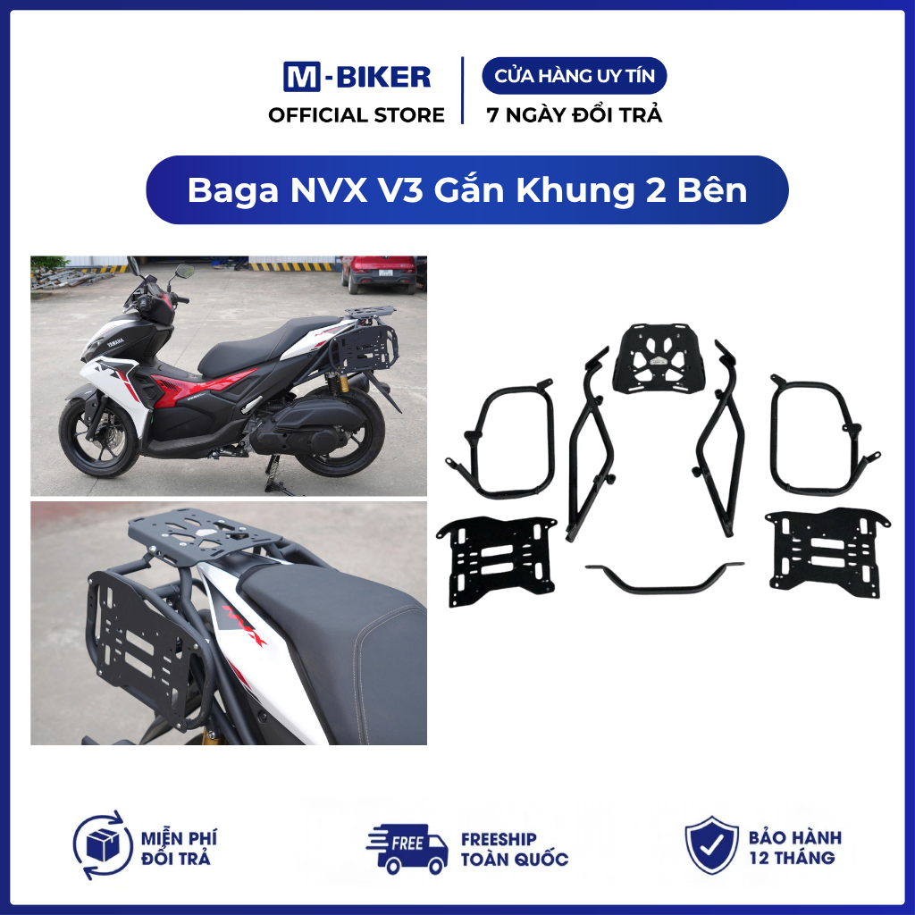 Baga NVX V3 Gắn Khung Hông, cảng nvx v3 gắn khung thùng | M-Biker
