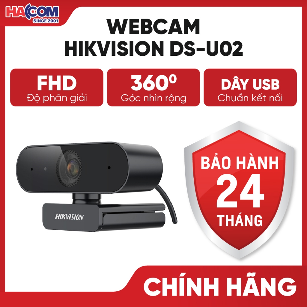 Webcam HIKVISION DS-U02 Thiết Kế Nhỏ Gọn Linh Hoạt Âm Thanh Rõ Ràng - BH 24 Tháng HACOM PC