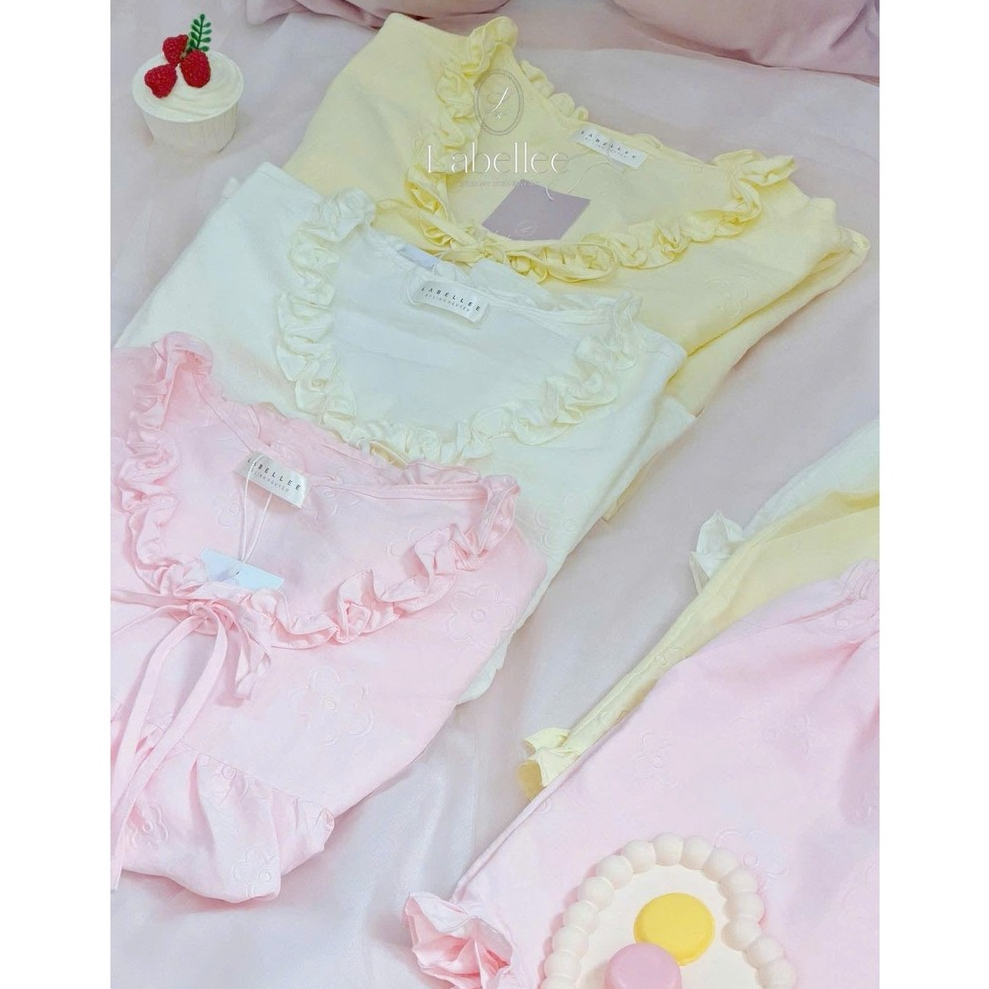 Set quần cộc tay ngắn BN63 Labellee hoạ tiết vân hoa cotton mềm mại thoáng mát