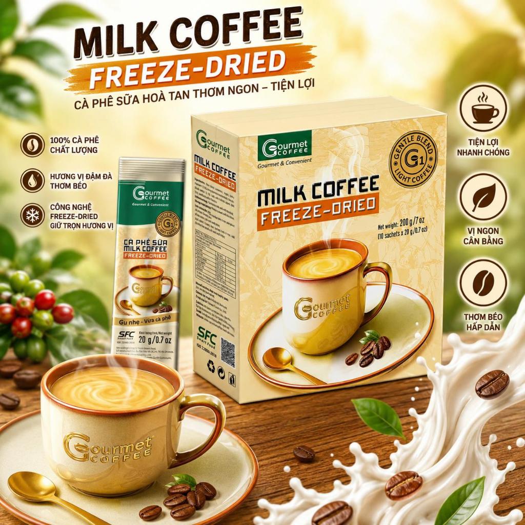 Cà phê sữa sấy thăng hoa G1 - gu nhẹ, vừa cà phê - Gourmet Coffee