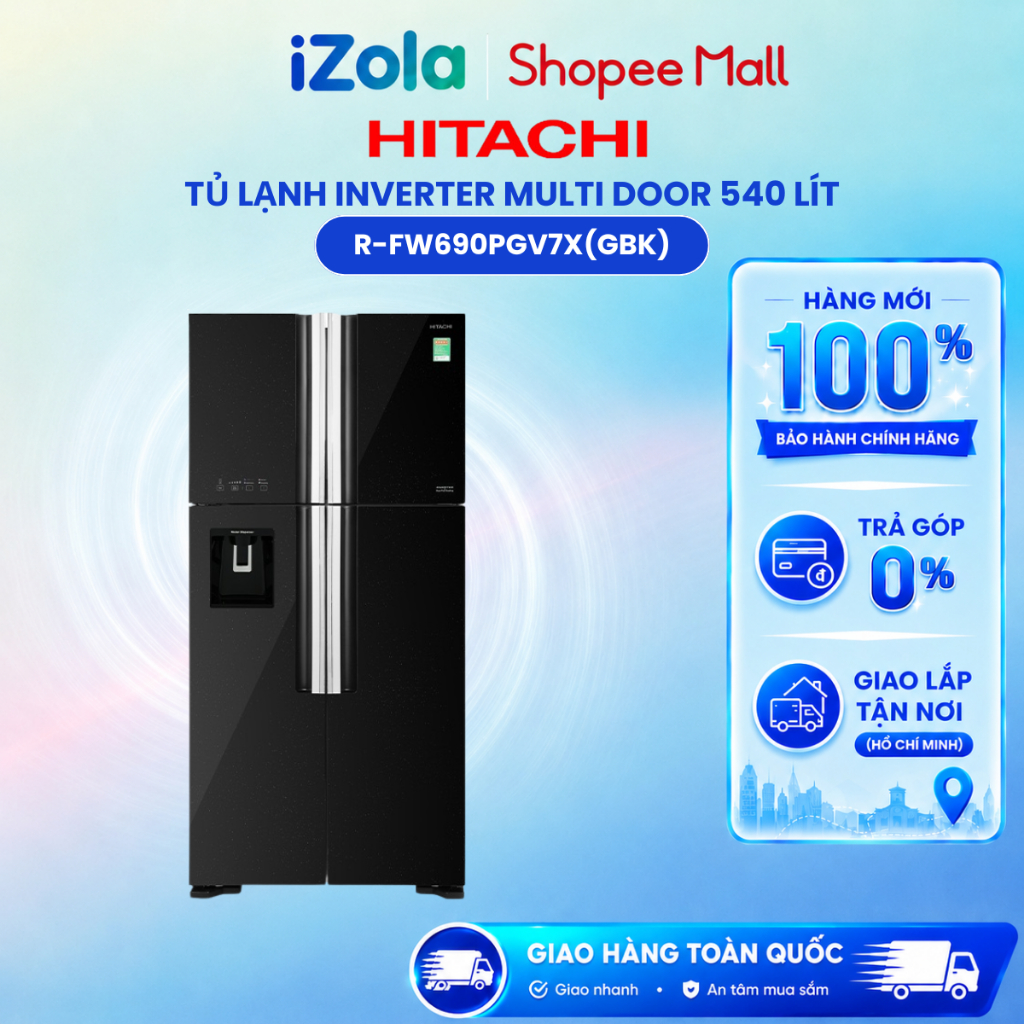R-FW690PGV7X(GBK) - Tủ lạnh Hitachi Inverter 540 lít Multi Door R-FW690PGV7X(GBK) - Hàng chính hãng