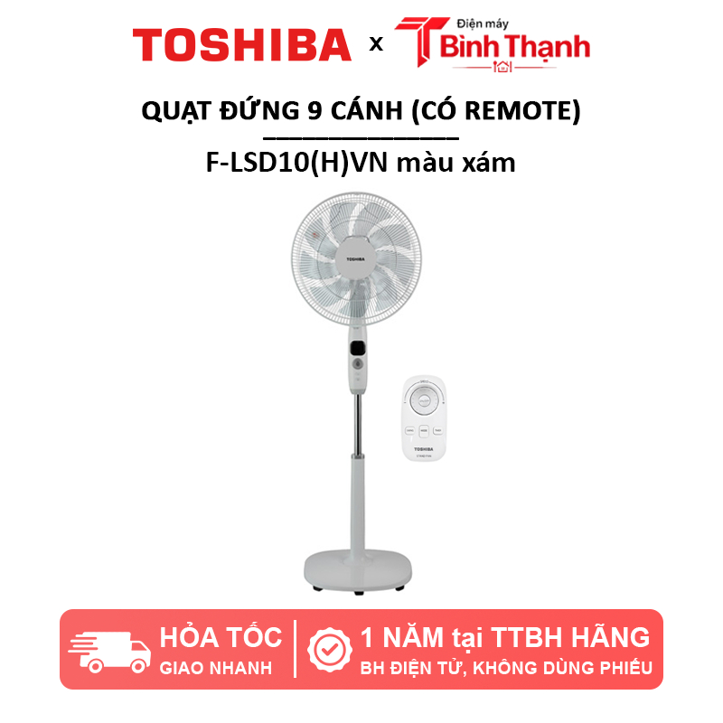 Quạt đứng, quạt máy tiết kiệm điện Toshiba F-LSD10(W)VN - F-LSD10(H)VN có remote, bảo hành 1 năm